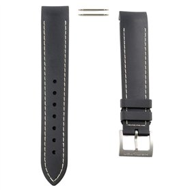 Bracelet en caoutchouc noir surpiqûre blanche pour montre Hamilton Khaki Air Chrono/Sub/King Scuba H600.745.100 20 mm