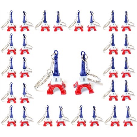AKER Lot de 50 porte-clés Tour Eiffel Pairs souvenir couleur drapeau français 4