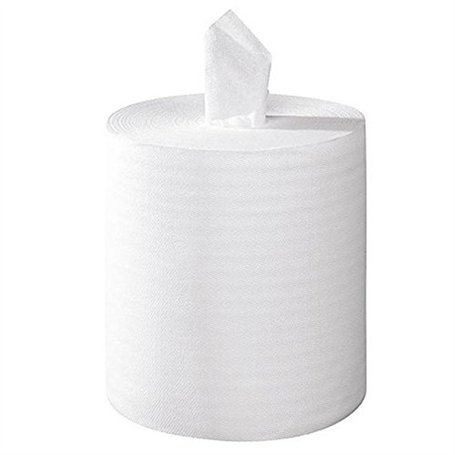 Essuie-mains gauffrés blanc 2x18g/m² - Carton de 6 rouleaux - Dévidage central -2 plis - 450 formats 20x25cm - H261GSM- Certifié