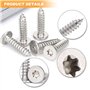 Torx Lot de 200 vis auto-taraudeuses à bois en acier inoxydable avec tête plate M4 x 16 mm