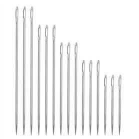 Lot de 15 longues aiguilles à coudre à gros chas pour broderie