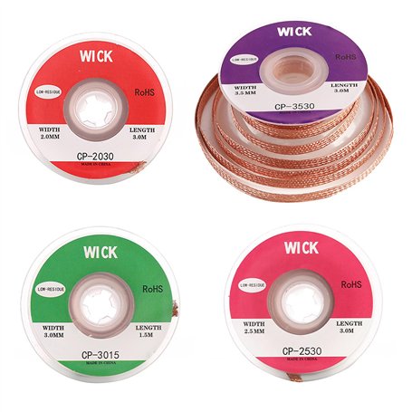 Lot de 4 mèches à dessouder en cuivre pour enlever les tresse de soudure 2 mm
