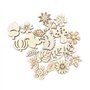Dylan-EU 200 pièces Tranche en Bois Fleur en Bois Mixte Formes de Feuilles en Bois pour Arbre de Noël Mariage Bricolage Scrapboo