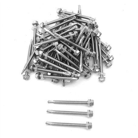 NUZAMAS Lot de 50 vis auto-perceuses en acier inoxydable 304 avec rondelle pour bois