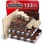 133 PCS Patins en Feutre Auto-Adhésifs X-Protector - Patins pour Meubles Marron et Beige - Patin Meuble - Patin Feutre Autocolla