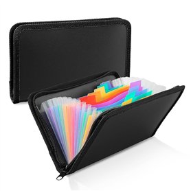 Lot de 2 trieurs de reçus A6 - Petit porte-documents avec fermeture éclair - 13 compartiments - Portable - Avec étiquettes multi