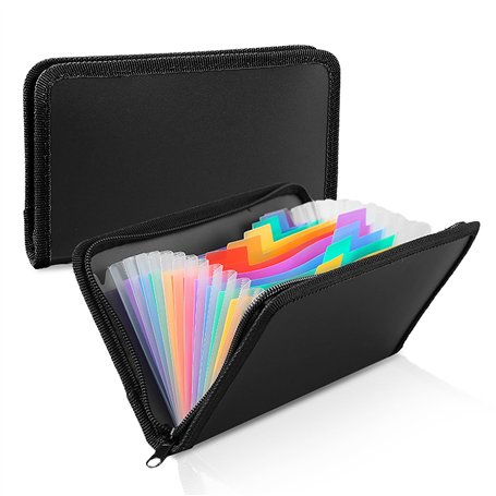 Lot de 2 trieurs de reçus A6 - Petit porte-documents avec fermeture éclair - 13 compartiments - Portable - Avec étiquettes multi