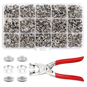 Lot de 250 boutons-pression avec pince - En métal creux et solide - 9