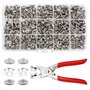 Lot de 250 boutons-pression avec pince - En métal creux et solide - 9