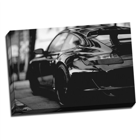 Grande impression sur toile encadrée Porsche 911 Turbo Noir/blanc 50