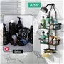 SLTAXAR Etagere Douche à Suspendre Noir Sans Percage Porte Gel Douche Salle de Bain Étagère de Rangement Douche Porte Savon Douc