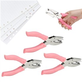 FIGFYOU 3 PCS Pince Perforatrice Scrapbooking Métal 1.5mm/3mm/6mm Pince à Oeillets Rond avec Poignée en Silicone Rose Perforatio