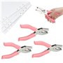 FIGFYOU 3 PCS Pince Perforatrice Scrapbooking Métal 1.5mm/3mm/6mm Pince à Oeillets Rond avec Poignée en Silicone Rose Perforatio