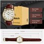 Montre Analogique à Quartz Business Décontracté Cuir Véritable Bande Montre à Poignet avec Cadran Blanc avec Motif Lettre Romain