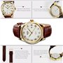 Montre Analogique à Quartz Business Décontracté Cuir Véritable Bande Montre à Poignet avec Cadran Blanc avec Motif Lettre Romain