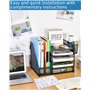 Organiseur de bureau maille métallique,Support Rangement avec Tiroir & 4 Compartiments,Organisateur Bureau Multifonctionnel,Mail