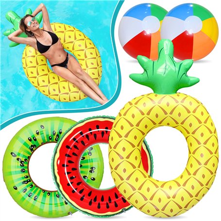 Chennyfun Ananas Gonflable Anneau de Natation 5 PCS Jouet