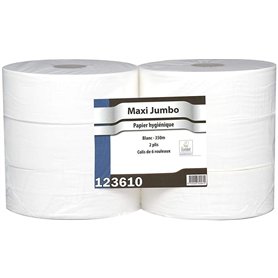 Papier Hygiénique Maxi Jumbo - Pure Ouate Blanche 2x17g/m² - Pack De 6 Rouleaux - T320 Mètres - Dimension 8