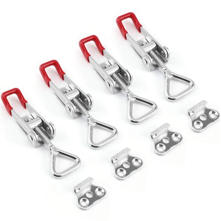 TANCUDER 4 PCS Pince à Loquet Bascule Antirouille Loquets à Bascule Réglable Grenouillère à Levier 100kg de Charge pour Portes