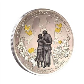 QUEAMBLER Pièce d'amour pour toujours amour et bonheur - Plaqué argent - Pologne - Cadeau romantique - Pièce de collection pour