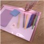 Rapesco 0697 Pochette à Bouton Pression, A3, Couleurs Transparentes Assorties, Lot de 5
