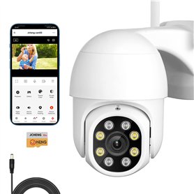 JCHENG Caméra de sécurité extérieure 4 MP avec Suivi de Mouvement et détection vocale | Surveillance à Distance | Carte SD Inclu