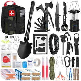 ABPIR Kit de survie 170 pièces pour traumatisme avec accessoires médicaux pour aventure en plein air
