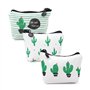 HJIAMA 3 Pièces Porte Monnaie Mignon en Toile - Petit Sac à Monnaie Cactus pour Ranger Clés