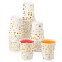 JCAKES Lot de 50 gobelets en carton à pois dorés，gobelet anniversaire ，gobelet carton- 250 ml - Biodégradables - Avec pois dorés