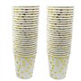 JCAKES Lot de 50 gobelets en carton à pois dorés，gobelet anniversaire ，gobelet carton- 250 ml - Biodégradables - Avec pois dorés