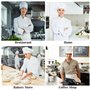 Yicaam Ensemble Toque et Tablier, Toque de Chef et Tablier Court Tablier de Taille avec Poche, Ajustable Toque et Tablier pour L