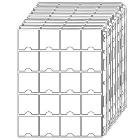 Pages de poche à monnaie pour 5 x 5 cm (2 "x 2") Coin Flips Supports de collecte de pièces standard à 9 trous 20 poches pour la