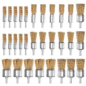 ATOPLEE Lot de 30 brosses métalliques revêtues de laiton avec tige de 6