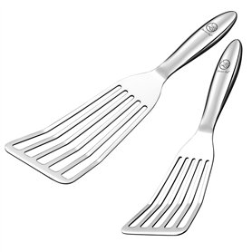 Set de Spatule de Cuisine Inox - 1x grande spatule cuisine pour le poisson et 1x petite spatule crepe avec Poignée ergonomique -