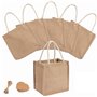 LONGBLE Lot de 6 sacs en toile de jute avec poignées de transport - 7 litres - Réutilisables