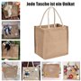 LONGBLE Lot de 6 sacs en toile de jute avec poignées de transport - 7 litres - Réutilisables, Beige, L