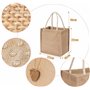 LONGBLE Lot de 6 sacs en toile de jute avec poignées de transport - 7 litres - Réutilisables, Beige, L