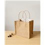 LONGBLE Lot de 6 sacs en toile de jute avec poignées de transport - 7 litres - Réutilisables, Beige, L