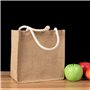 LONGBLE Lot de 6 sacs en toile de jute avec poignées de transport - 7 litres - Réutilisables, Beige, L