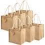 LONGBLE Lot de 6 sacs en toile de jute avec poignées de transport - 7 litres - Réutilisables, Beige, L