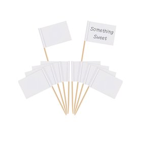Drapeaux de Cure-Dents Vide Blanc Marqueurs de Fromage Marquage des Étiquettes Blanc pour Gâteau de Fête Cheeseplate de Nourritu
