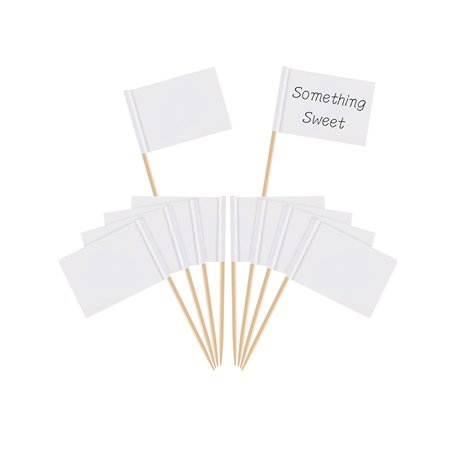 Drapeaux de Cure-Dents Vide Blanc Marqueurs de Fromage Marquage des Étiquettes Blanc pour Gâteau de Fête Cheeseplate de Nourritu