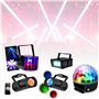 Party Light & Sound - Ensemble de 5 Jeux de Lumière Party Stroboscope effet Derby Astro - 2 Miniwave Télécommande - Soirée Anniv