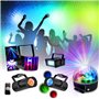 Party Light & Sound - Ensemble de 5 Jeux de Lumière Party Stroboscope effet Derby Astro - 2 Miniwave Télécommande - Soirée Anniv