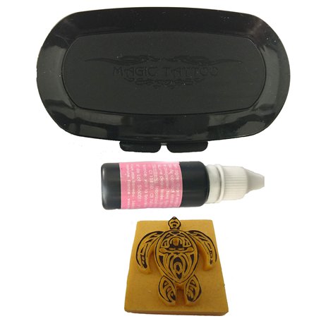 Pierre Tatouage Temporaire Ephémère Magic Tattoo- Encre 20 ml +Encreur XXL + TORTUE MAORI4