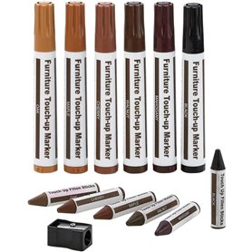 Daixi - Kit de réparation de meubles - Lot de 6 marqueurs + 6 bâtons de cire avec kit d'affûtage
