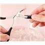 Ciseaux à sourcils professionnels de précision Avec peigne et anneaux antidérapants noirs Couleur argenté Pour homme et femme Po
