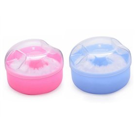 2pcs (bleu + rose) plastique recharge bébé enfant en bas âge soins de la peau après le bain cas poudre en vrac visage corps talc