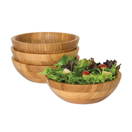 DoMyfit Lot de 4 bols de service avec couvercle en bambou parfait pour salade