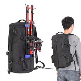 Merkts Sac à dos de pêche grande capacité avec 2 poches pour la pêche et les voyages en plein air